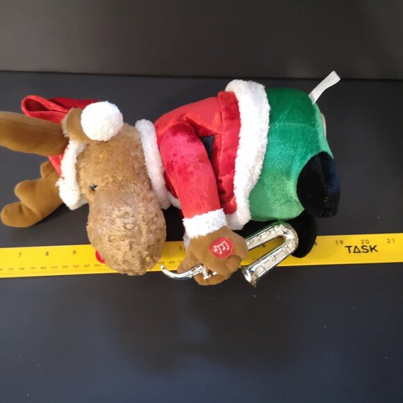 Unbranded Animated Reindeer Plush Playing Saxophone Santa Hat & Coat 9" Tall - Picture 8 of 8